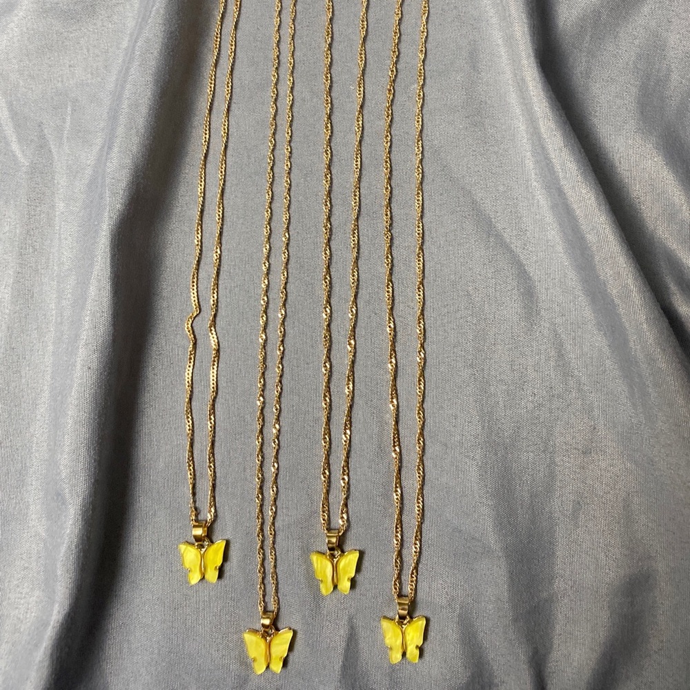 Butterfly Pendant Necklace in Yellow